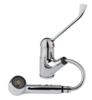 Single clinical lever basin mixer with shower without pop-up waste